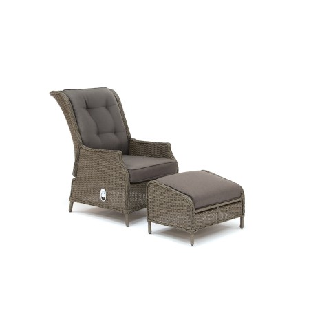 Kettler Jarvis Recliner with footstool - Rattan inc Taupe Cushions