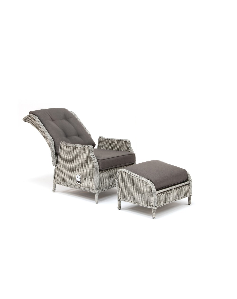 Kettler Jarvis Recliner with footstool - White Wash inc Taupe Cushions