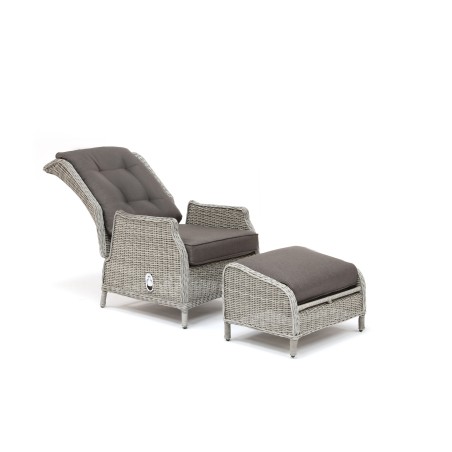 Kettler Jarvis Recliner with footstool - White Wash inc Taupe Cushions